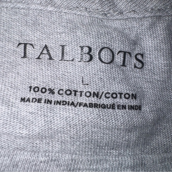 Talbots Reindeer Winter Sweater Gray Cotton Holiday Christmas Women L - Picture 4 of 7